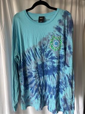 HUF Aqua & Navy Tie-Dye Long Sleeve Tee